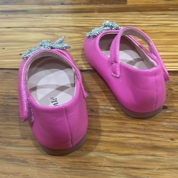 Link girl pink ballet flat dress shoes with bow toddler size 6 - Picture 3 of 8